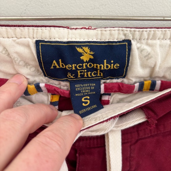 VTG Abercombie & Fitch Men's Moose Logo Red Drawstring Lounge Pants Sz S - Picture 3 of 8